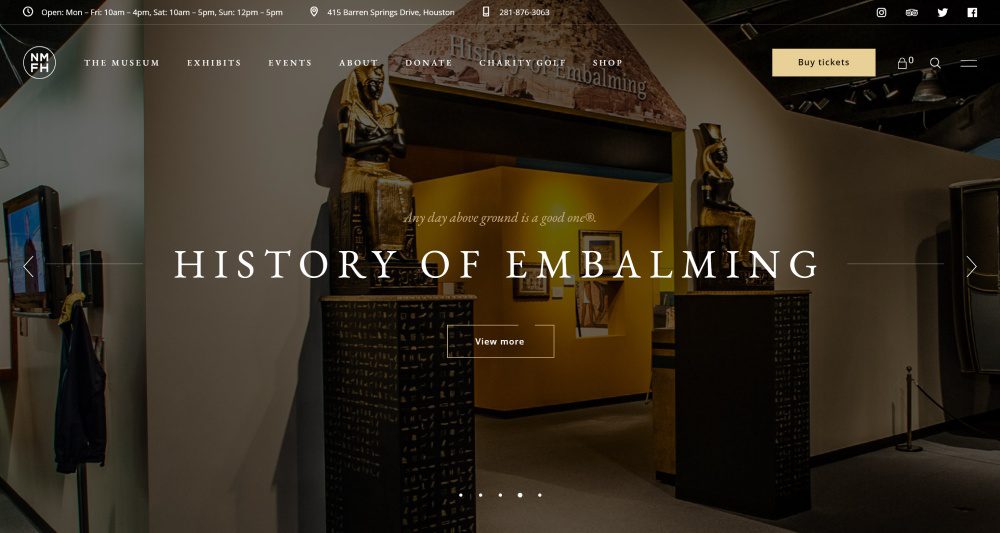 The National Museum of Funeral History homepage