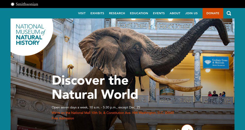 The National Museum of Natural History homepage