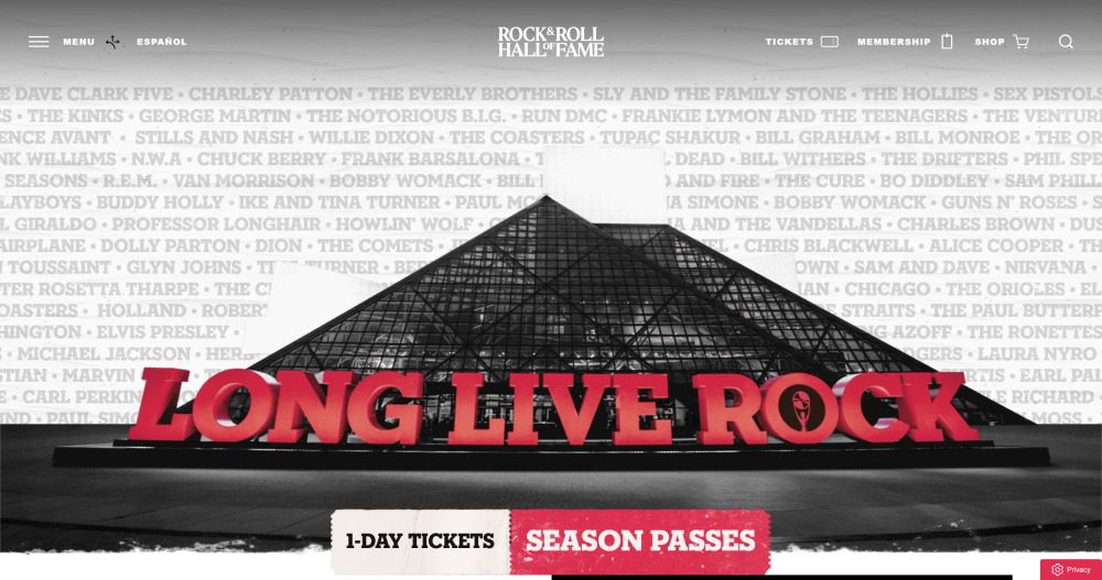 The Rock and Roll Hall of Fame homepage