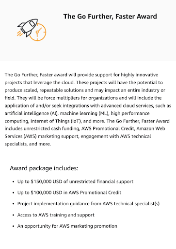 AWS Go Further Go Faster Award Description