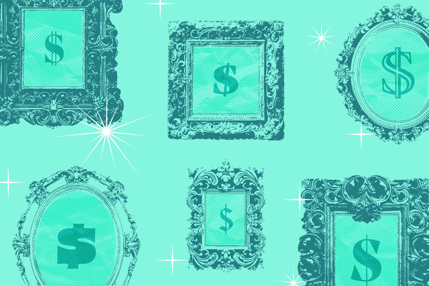 Picture frames with a money symbol inside